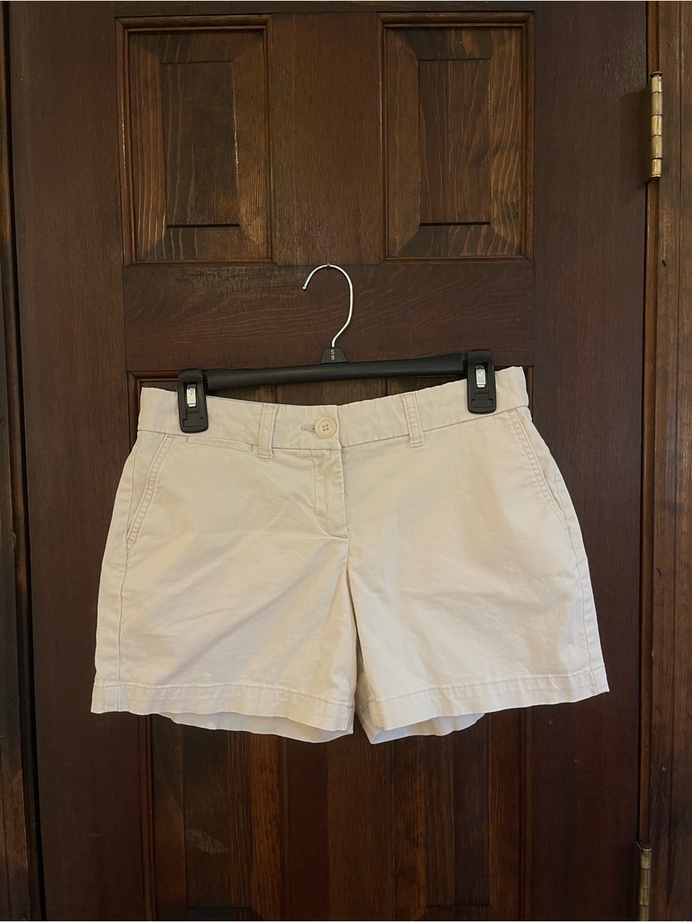 Crown & Ivy Petite 4P Cream White Chino Shorts Preppy Classic